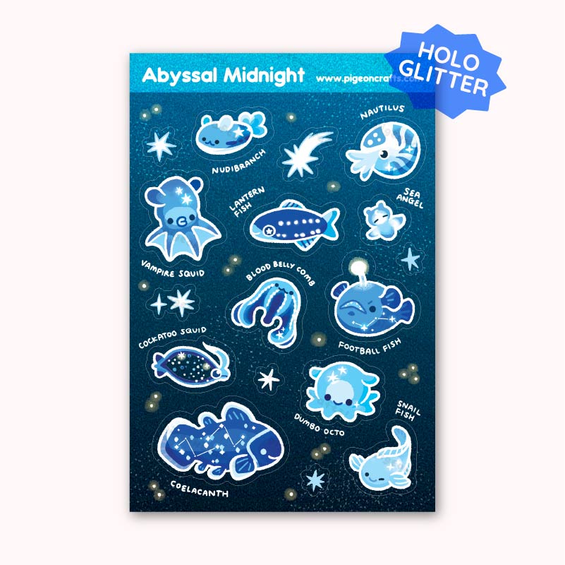 Abyssal Midnight Holo Glitter Sticker Sheet