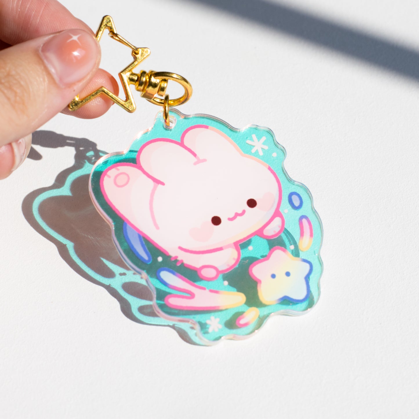 Space Bunny Holographic Keychain