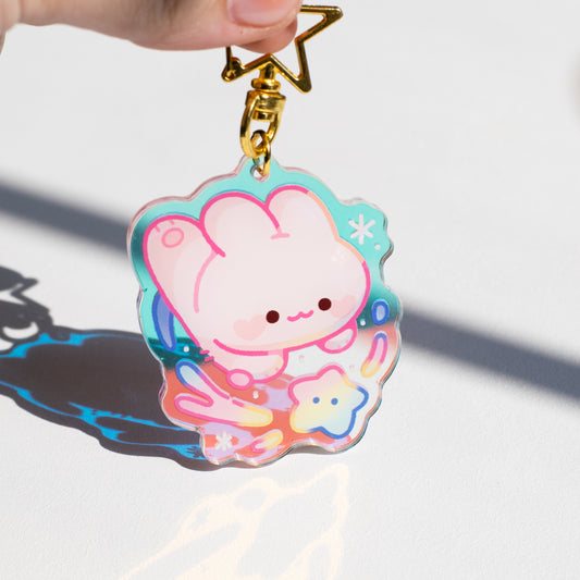 Space Bunny Holographic Keychain