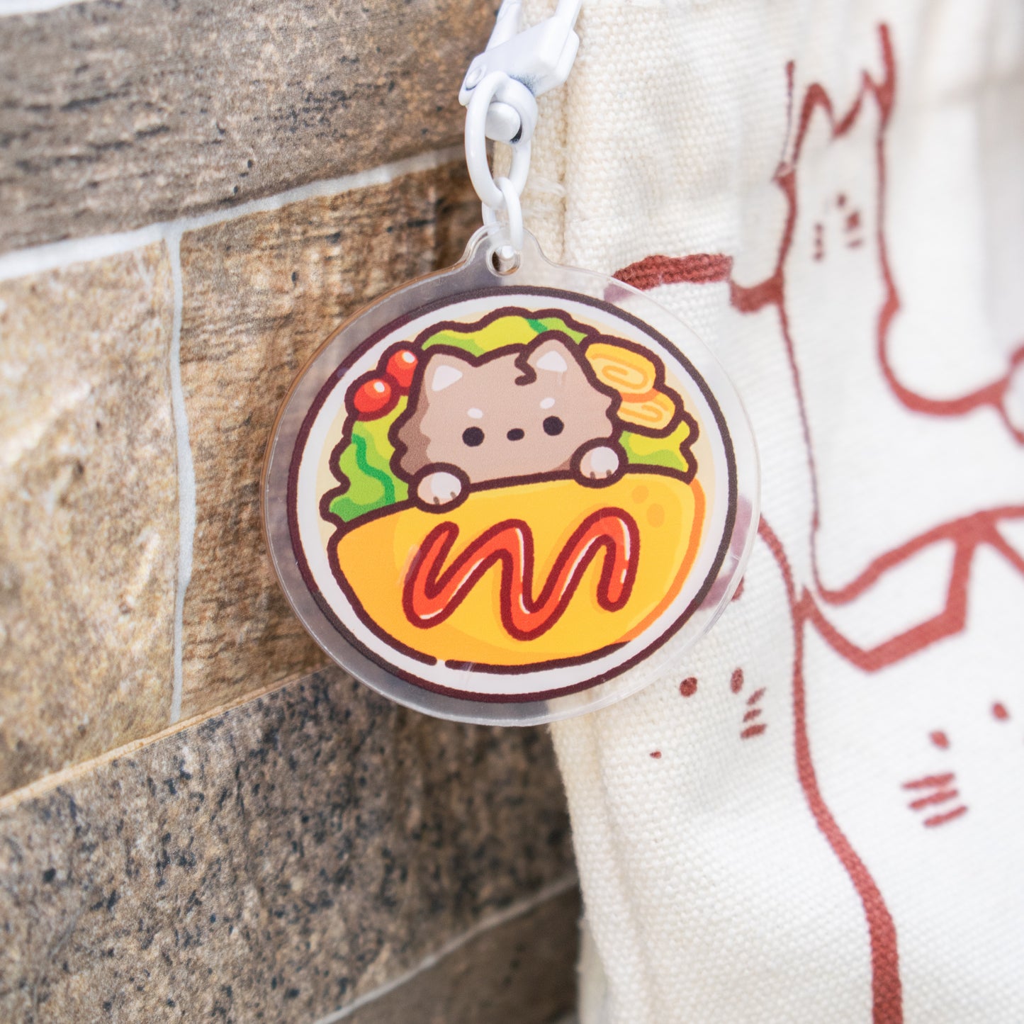 Omurice Wolfy x Japanese Curry Cat Keychain