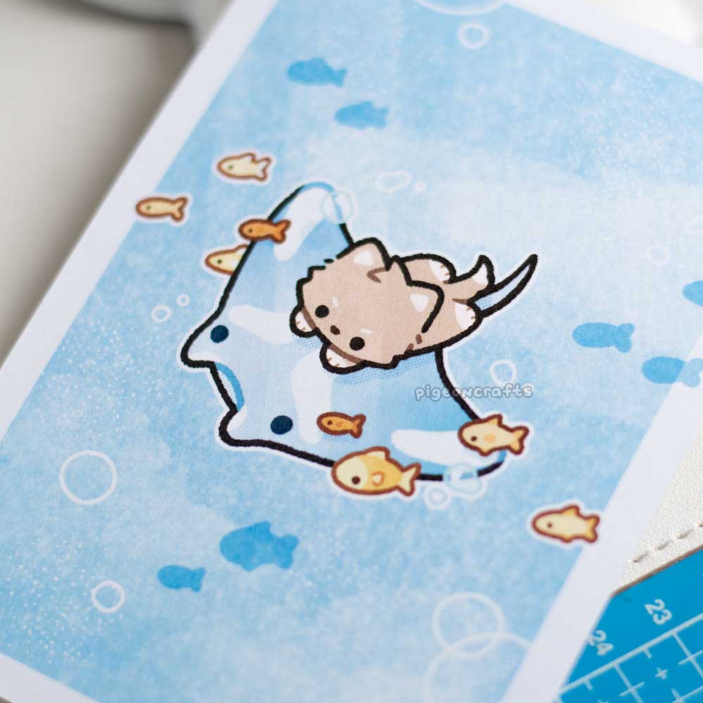 Wolfy Manta Ray Dive Print