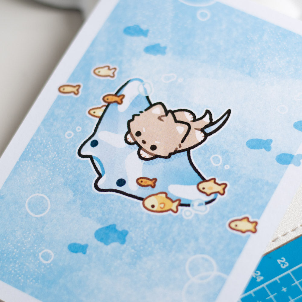 Wolfy Manta Ray Dive Print