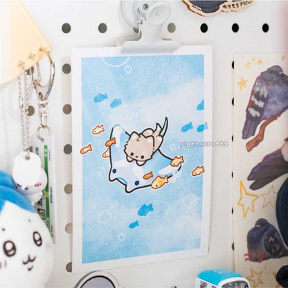 Wolfy Manta Ray Dive Print