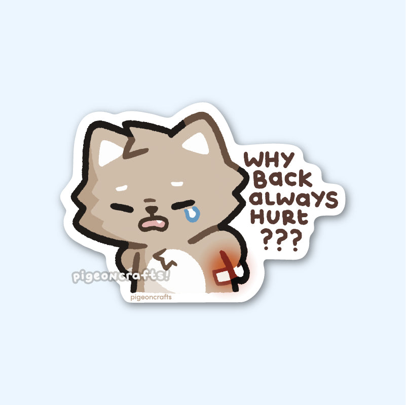 Wolfy Back Pain Matte Sticker