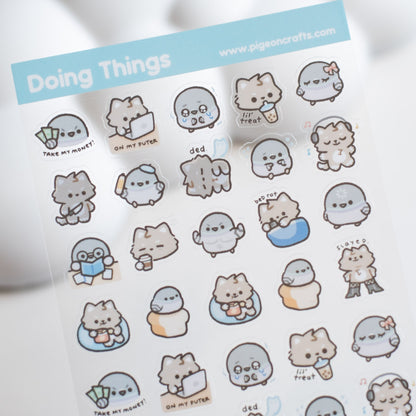 Doing Things Transparent Sticker Sheet