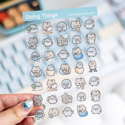 Doing Things Transparent Sticker Sheet