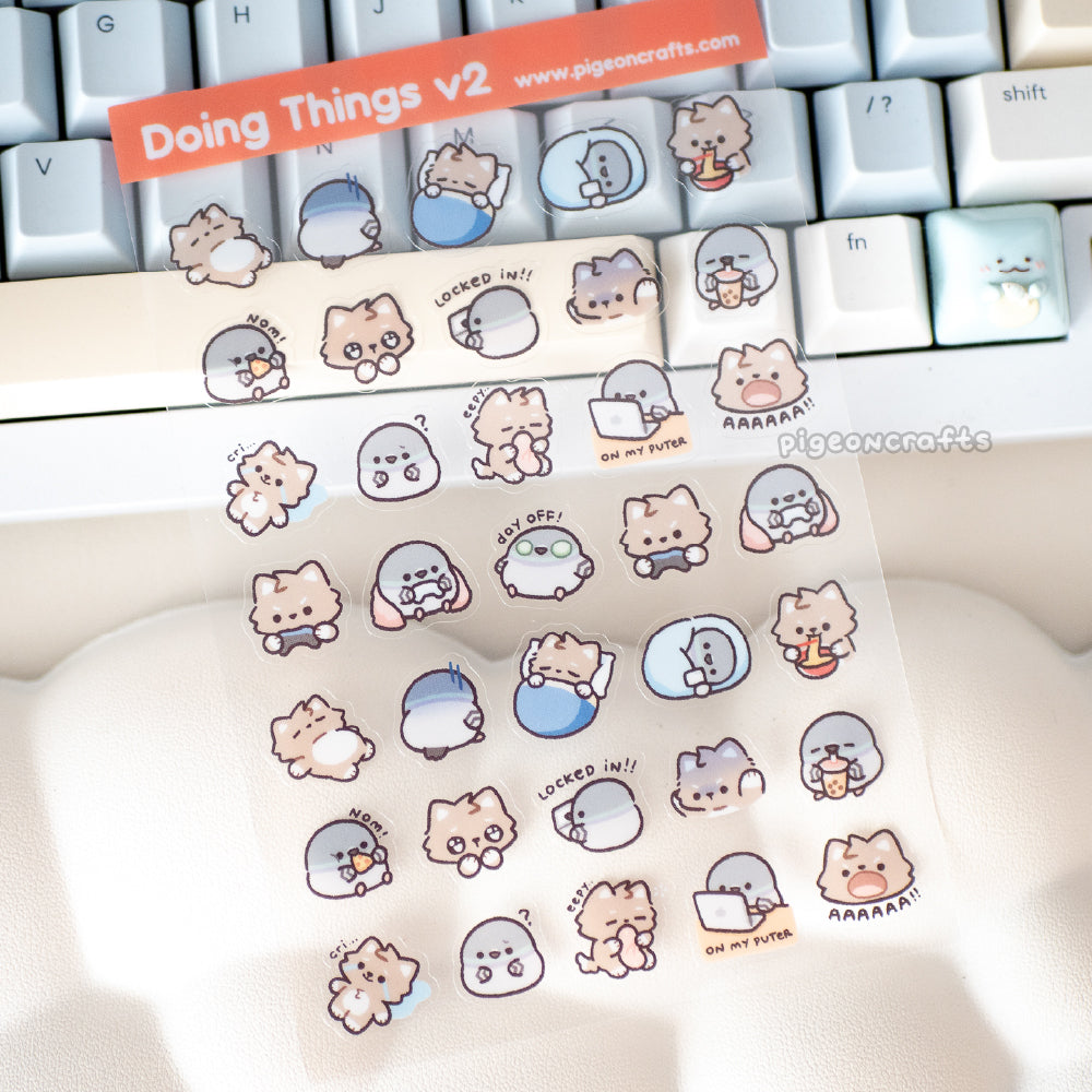 Doing Things v2 Transparent Sticker Sheet