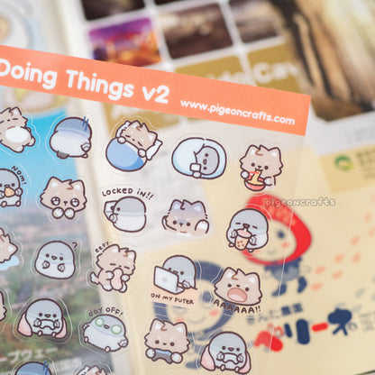 Doing Things v2 Transparent Sticker Sheet