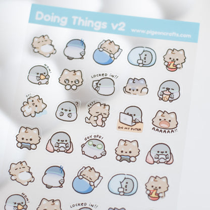 Doing Things v2 Transparent Sticker Sheet