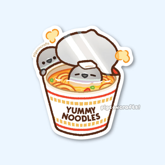 Cup Noodle Onsen Pigeons Matte Sticker