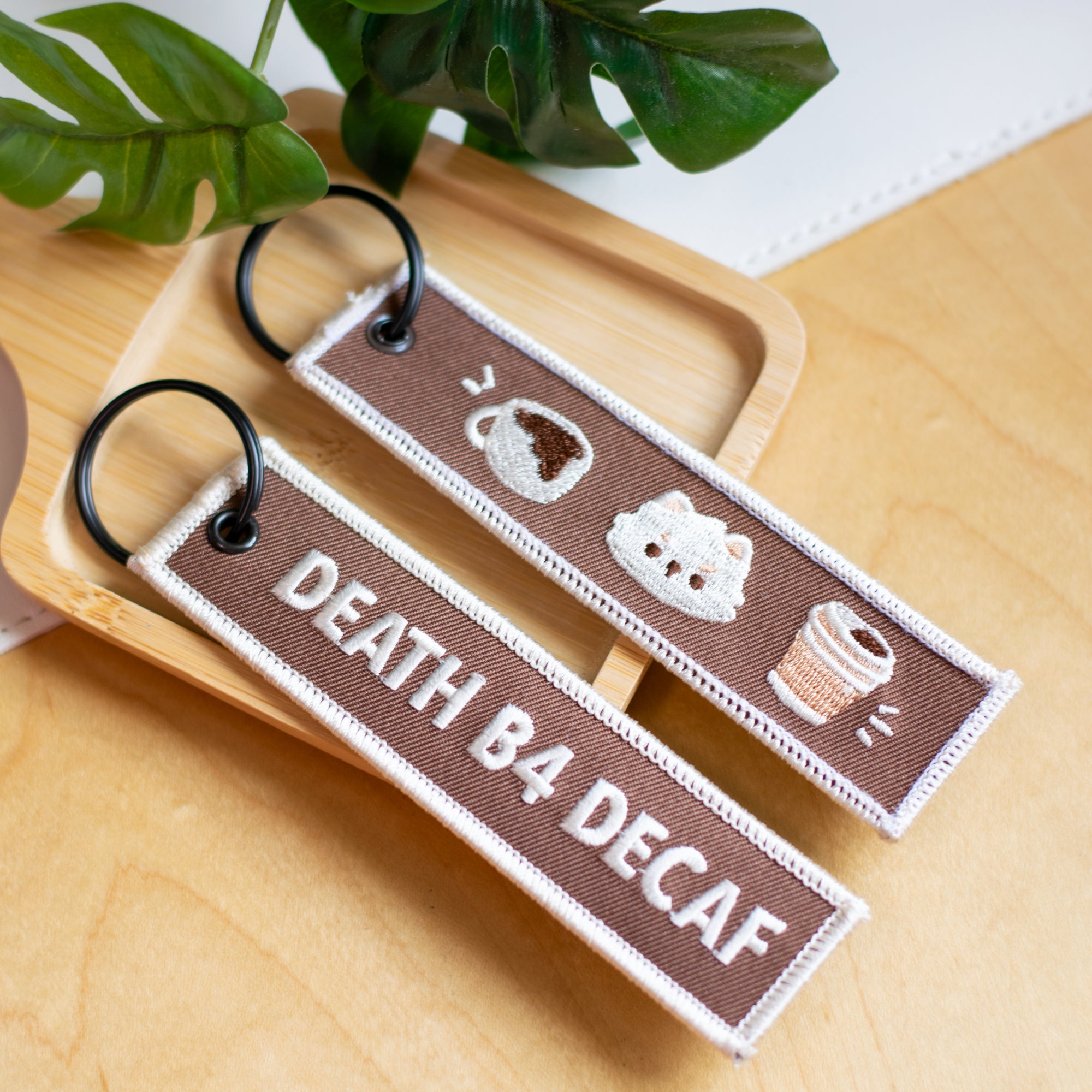Death B4 Decaf Embroidered Keychain – Pigeoncrafts