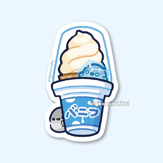 Ice Cream Pigeons Matte Sticker