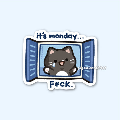 Tuxie It's Monday Matte Sticker