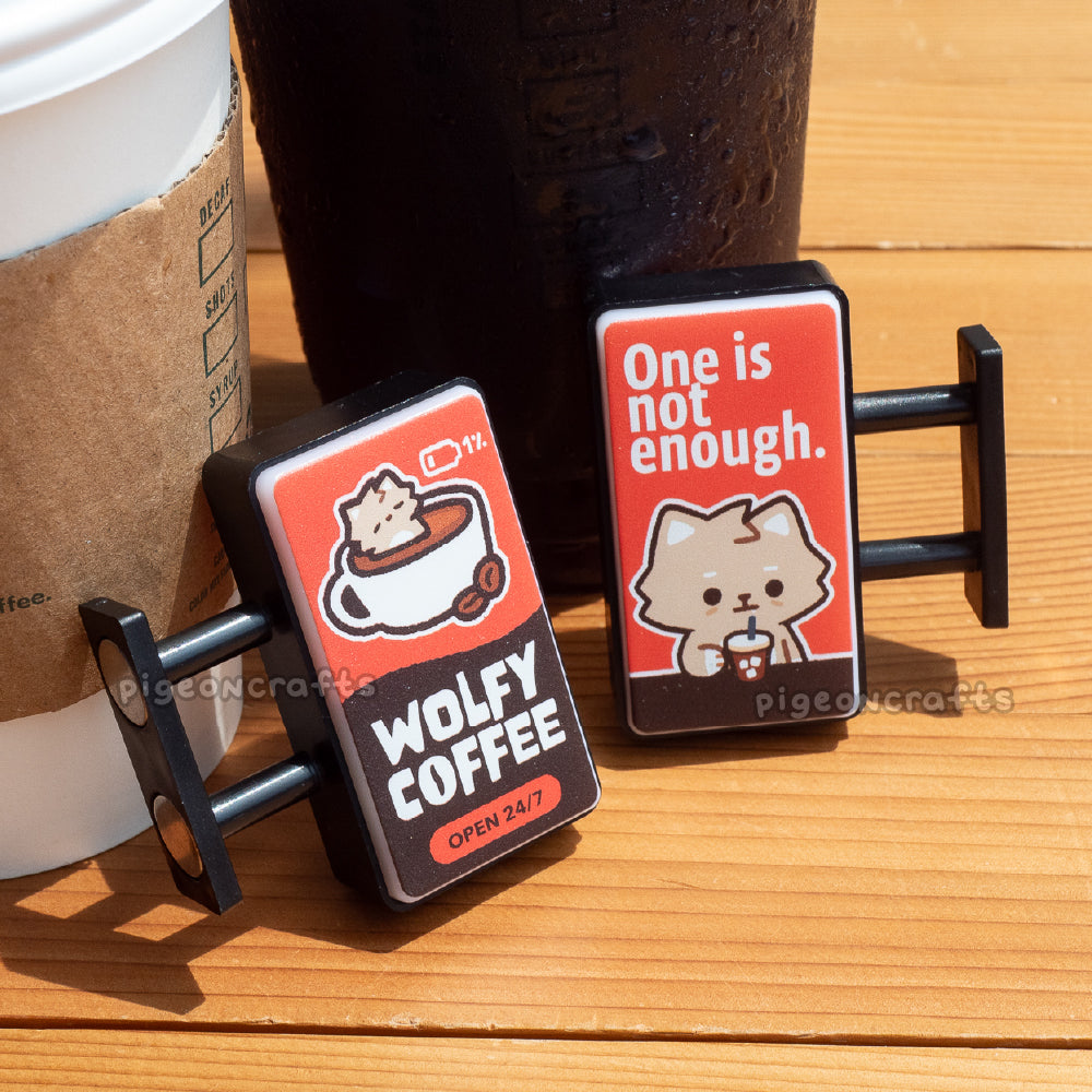 Wolfy Coffee Shop Magnetic LED Sign