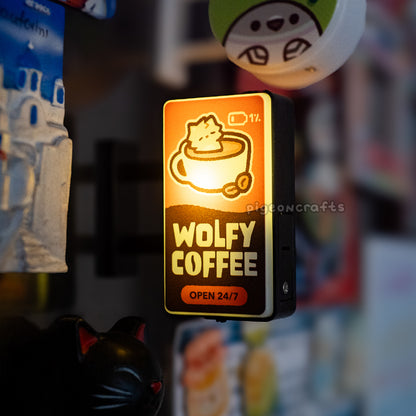 Wolfy Coffee Shop Magnetic LED Sign