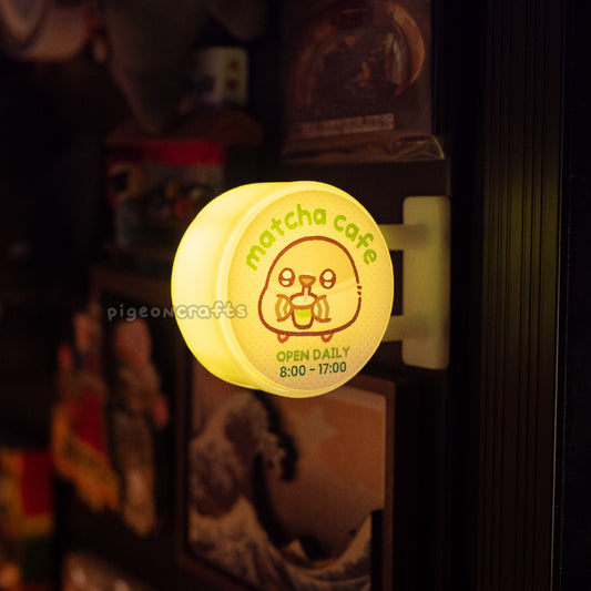 Matcha Cafe Pigeon Magnetic LED Sign