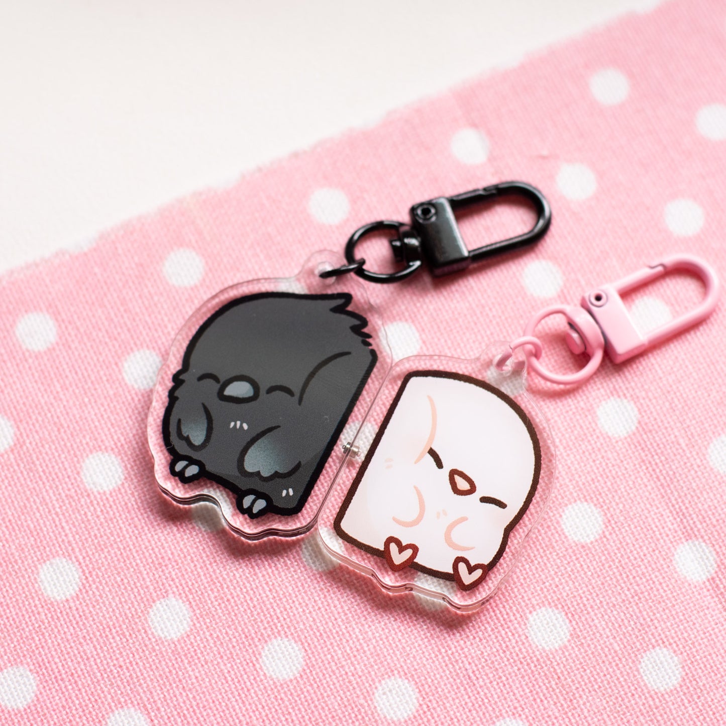 Crow and Dove Love Birds Magnetic Keychains (Pair)