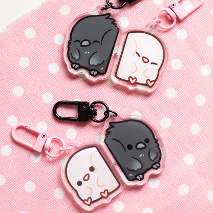 [PRE-ORDER] Crow and Dove Love Birds Magnetic Keychains (Pair)