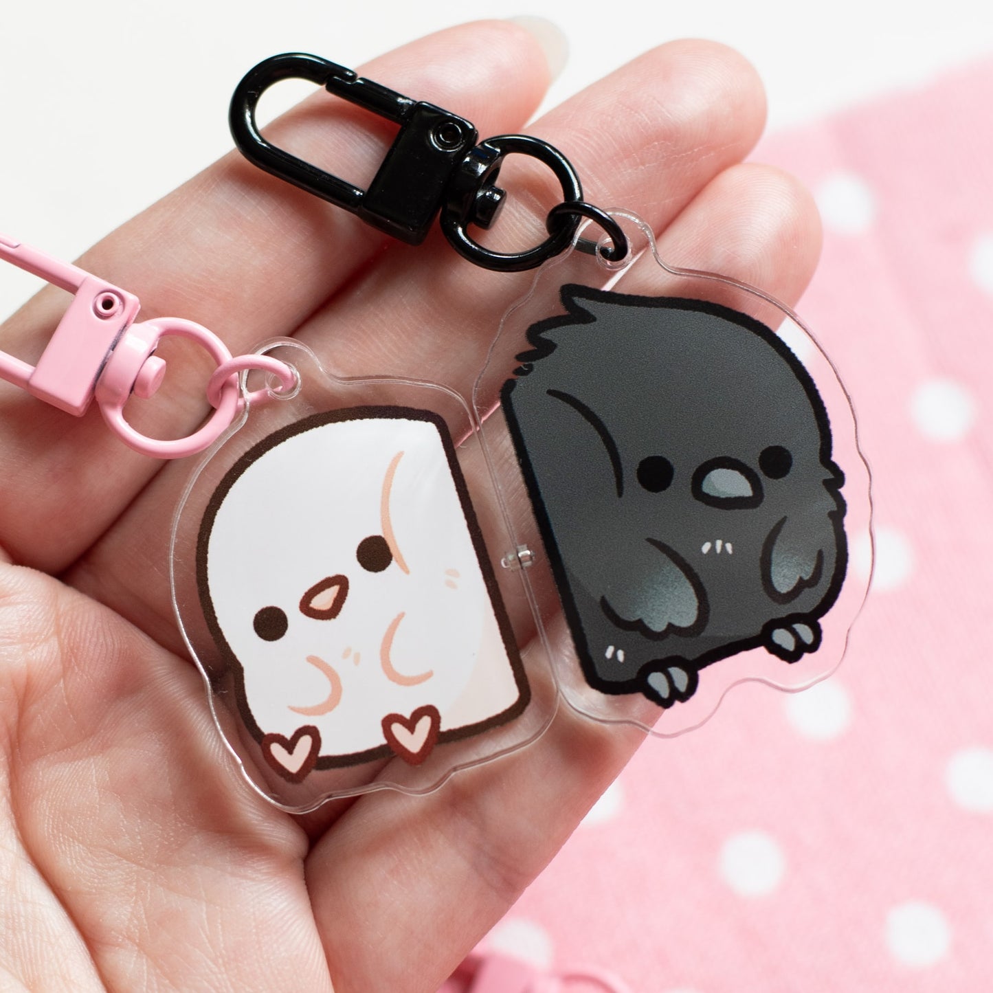 Crow and Dove Love Birds Magnetic Keychains (Pair)