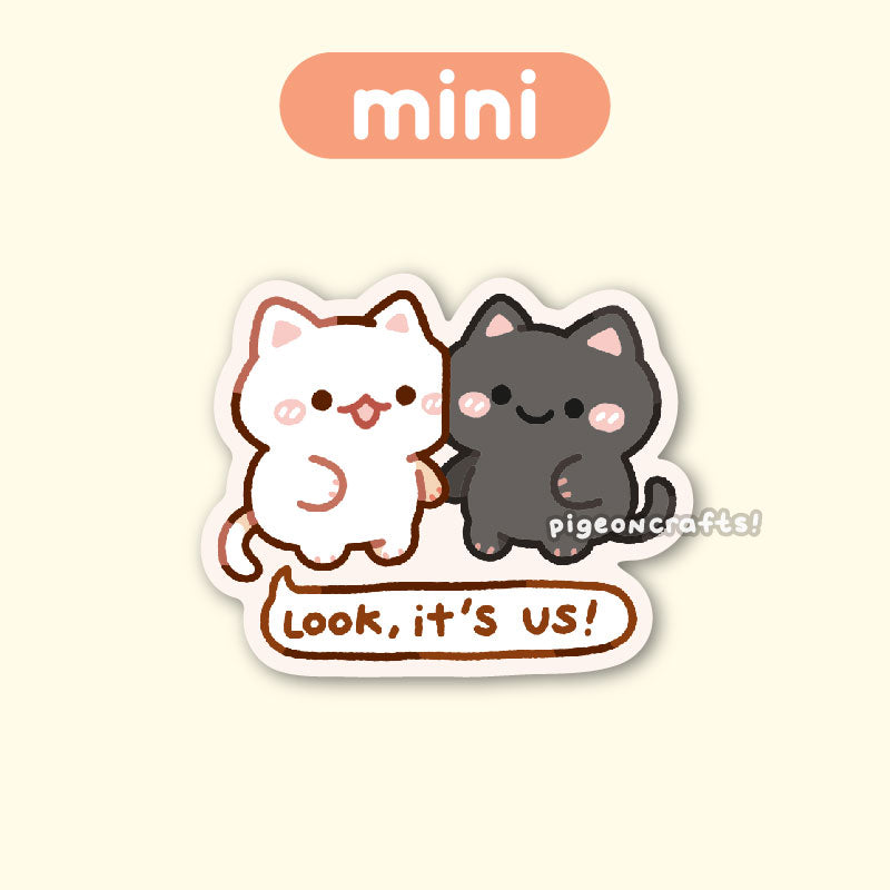 Cosy Cats "Look, It's Us!" Mini Matte Sticker