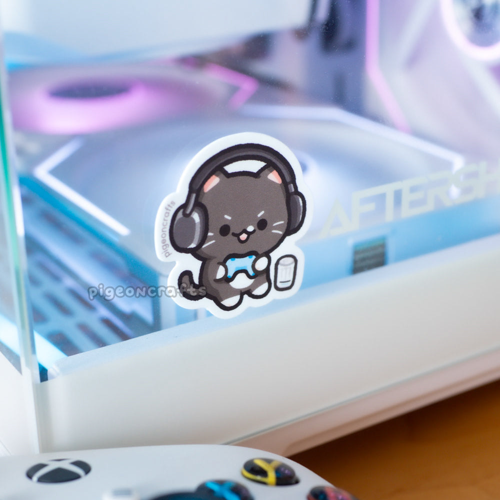 Gamer Cat Tuxie Mini Matte Sticker
