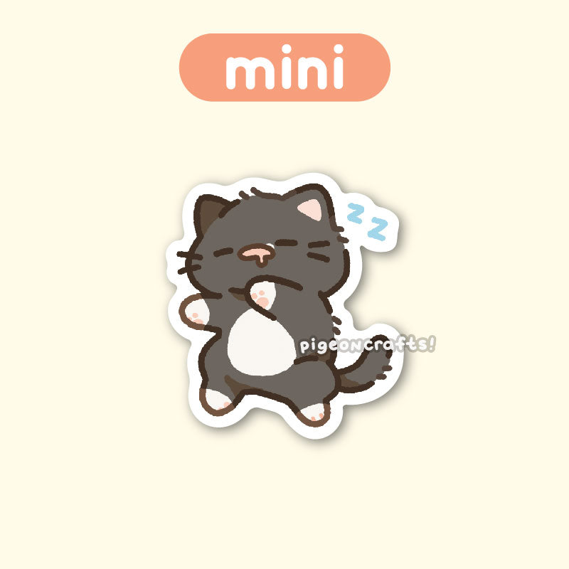 Tuxie Sleeping Cat Mini Matte Sticker