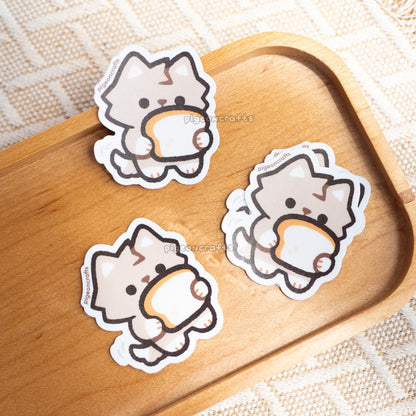 Wolfy Loves Toast Mini Matte Sticker
