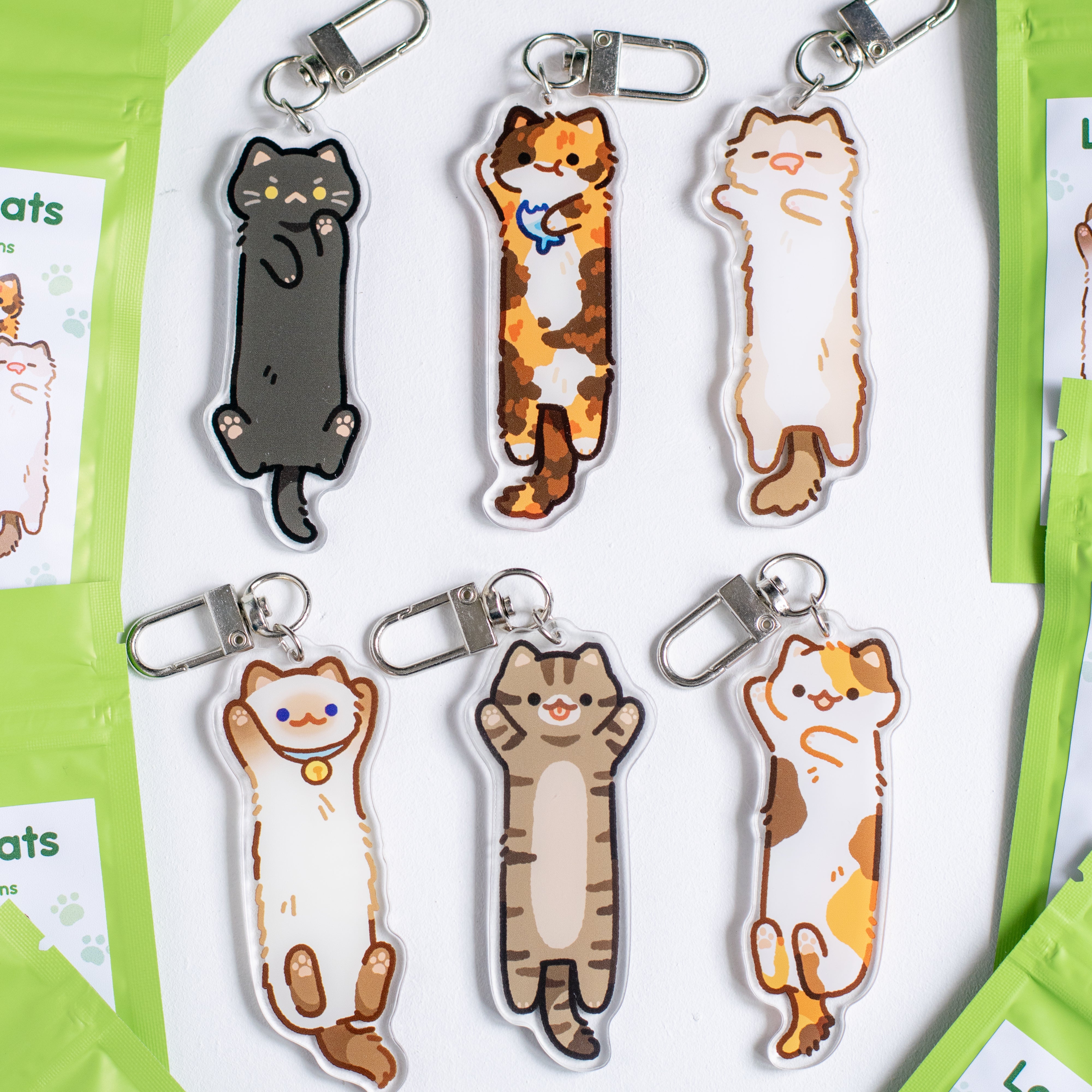 Long cats Mystery Keychain V3 (6 designs) – Pigeon Crafts