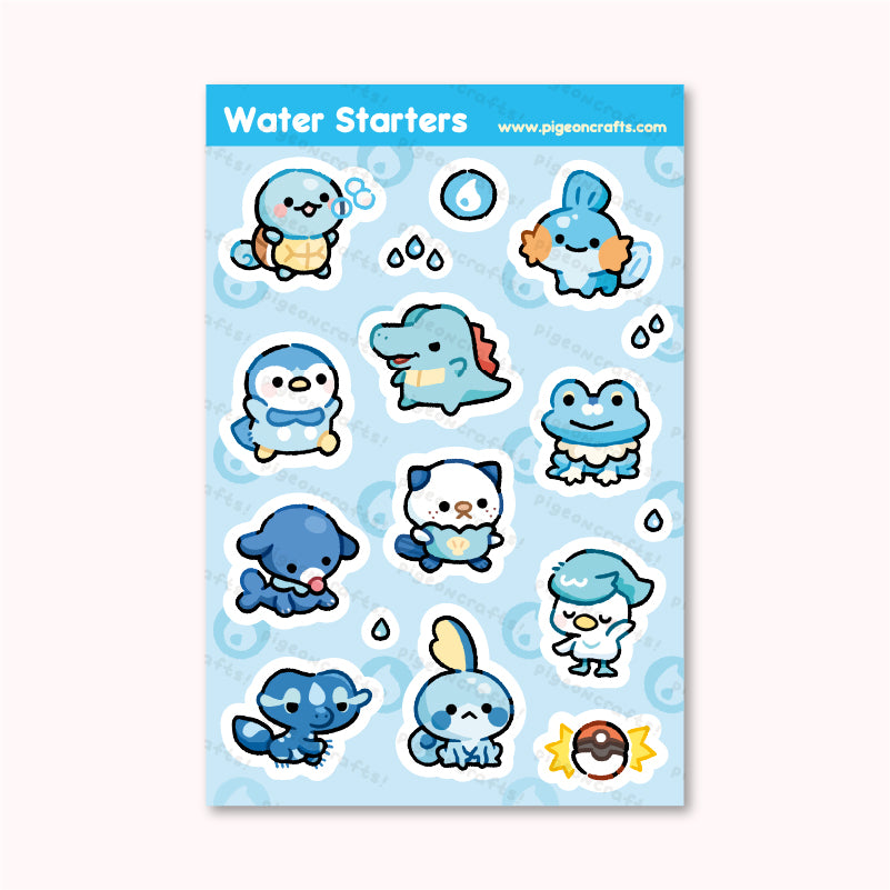 Water Starters Sticker Sheet