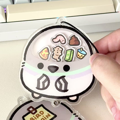Pigeon Bird Brain Shaker Keychain Set