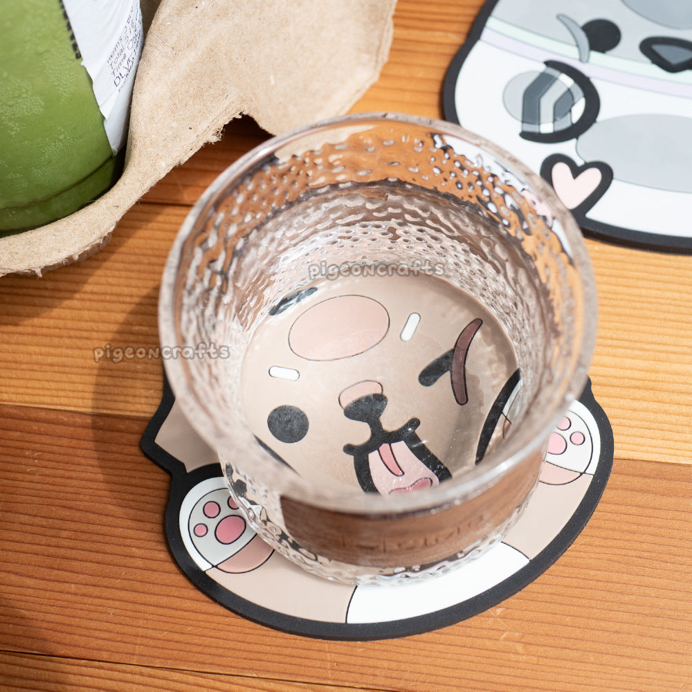 Squished Wolfy Rubber Coaster