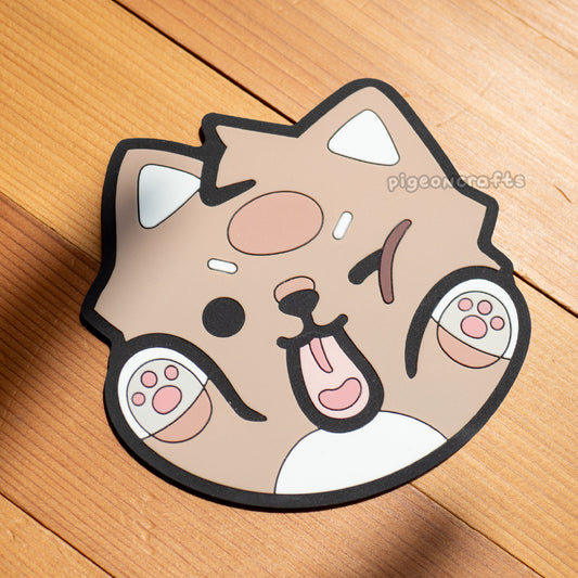 Squished Wolfy Rubber Coaster