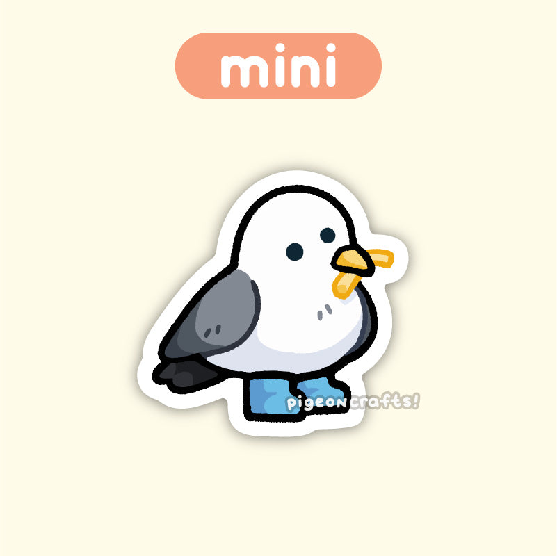 Silly Seagull Stole your Fry Mini Matte Sticker