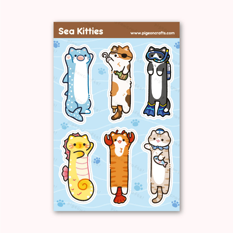Long Sea Kitties Sticker sheet