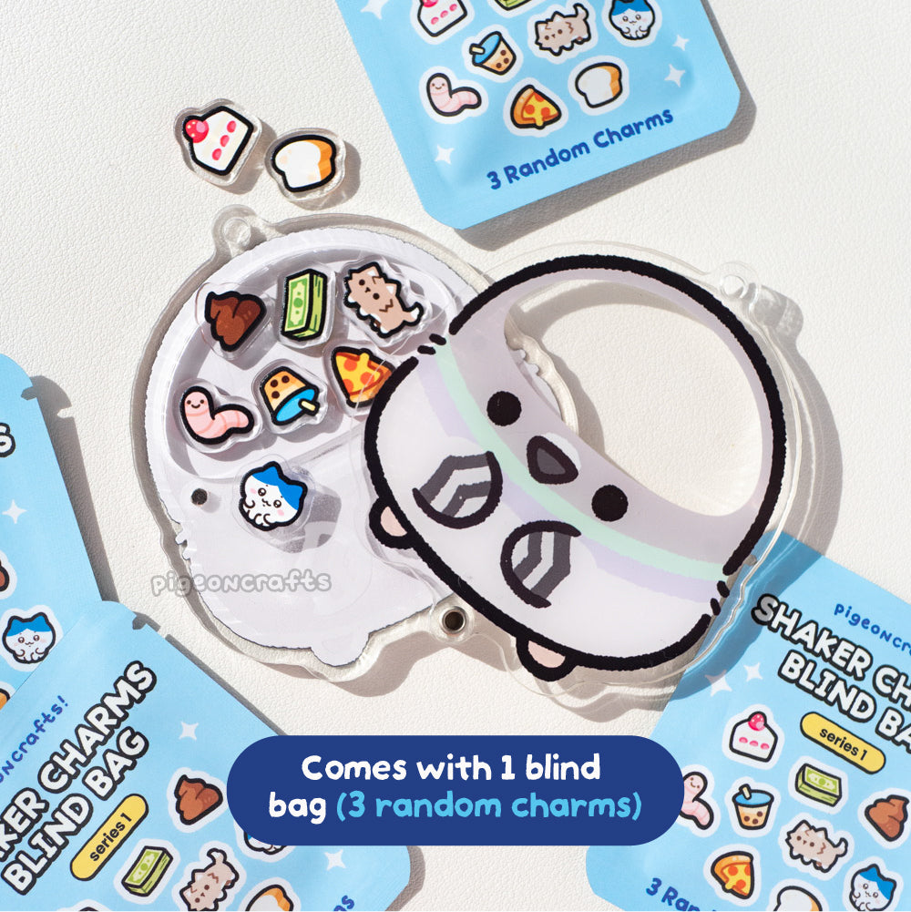 Pigeon Bird Brain Shaker Keychain Set