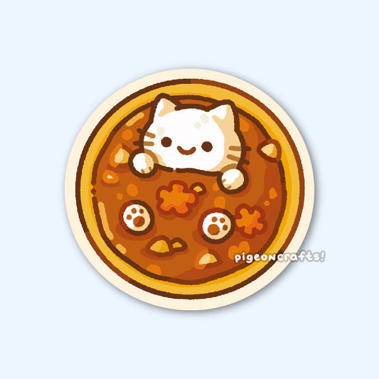 Japanese Curry Cat Matte Sticker