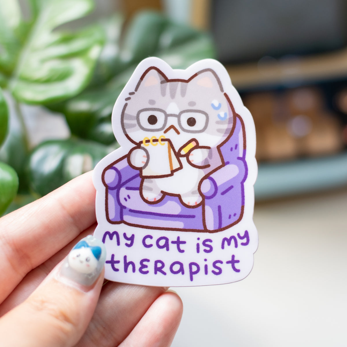 Catt Sticker Cat Therapist Matte Sticker – Pigeon Crafts