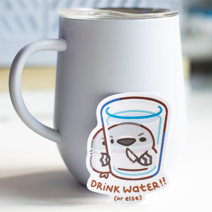 Drink Water!! Pigeon Matte Sticker