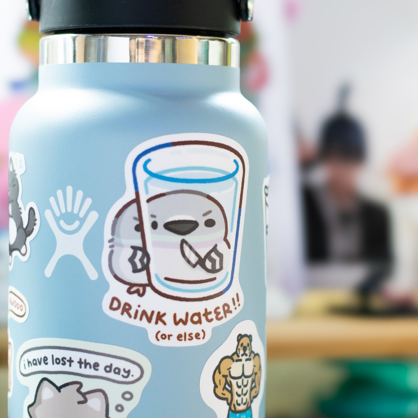 Drink Water!! Pigeon Matte Sticker