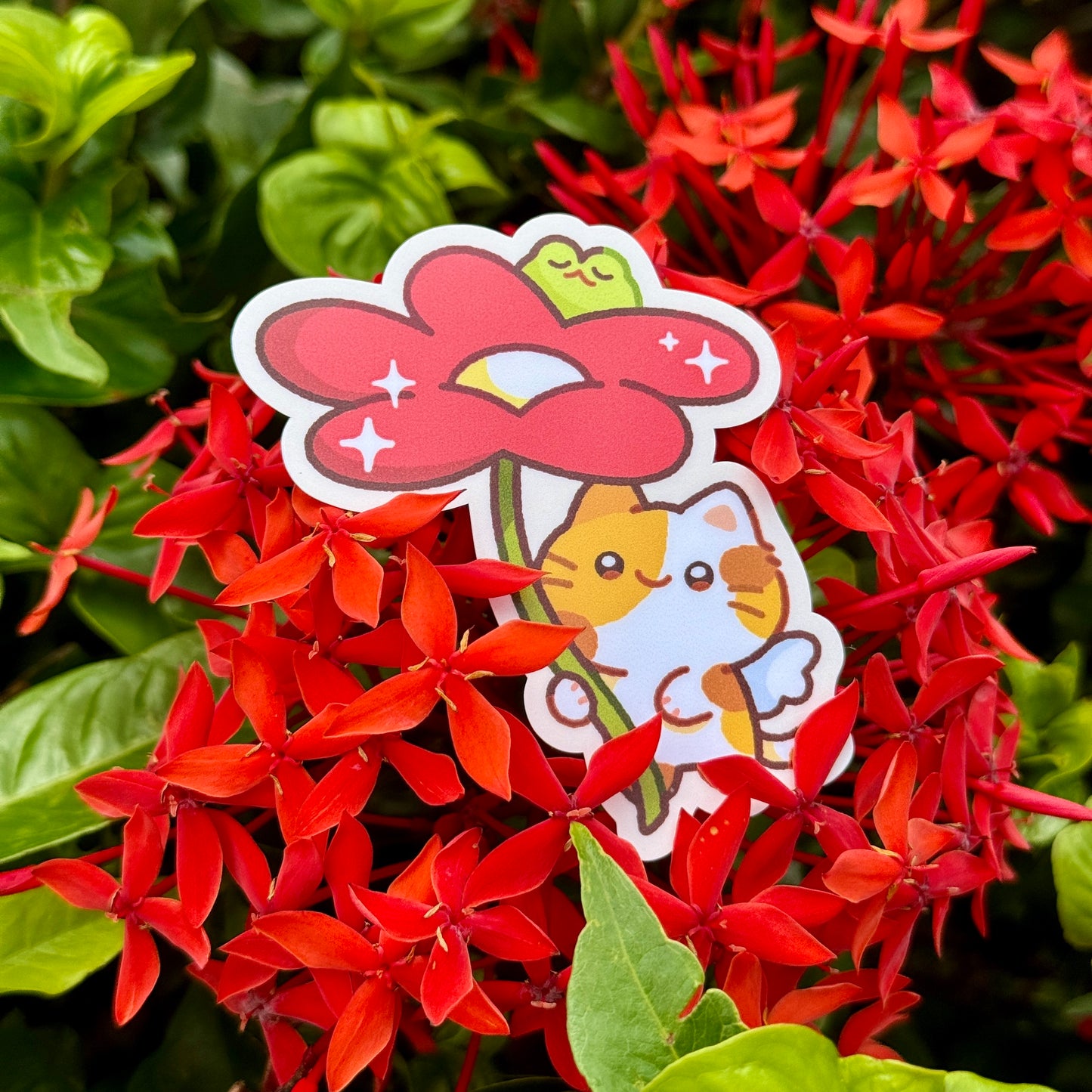 Flower Cat Matte Sticker
