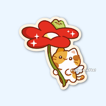 Flower Cat Matte Sticker