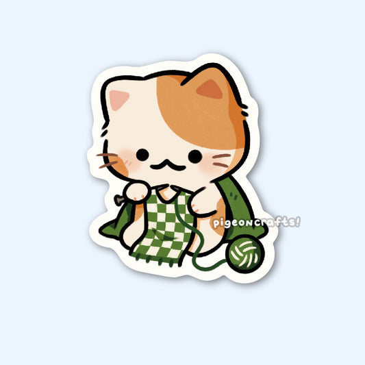 Knitting Kitty Matte Sticker