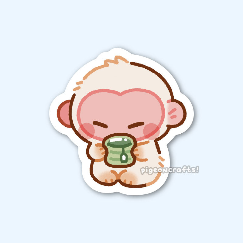 Snow Monkey Matcha Matte Sticker