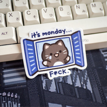 Tuxie It's Monday Matte Sticker