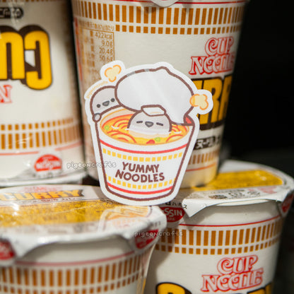 Cup Noodle Onsen Pigeons Matte Sticker