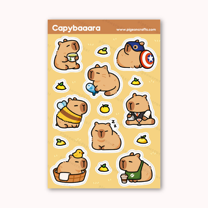 Capybara Sticker Sheet – Pigeoncrafts