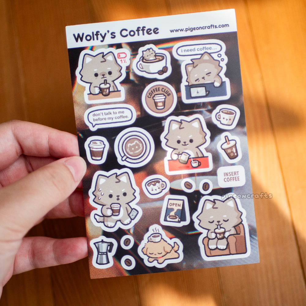 Coffee Club Wolfy Sticker Sheet