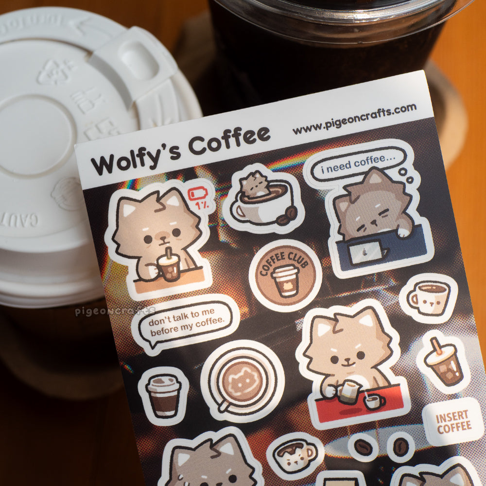 Coffee Club Wolfy Sticker Sheet