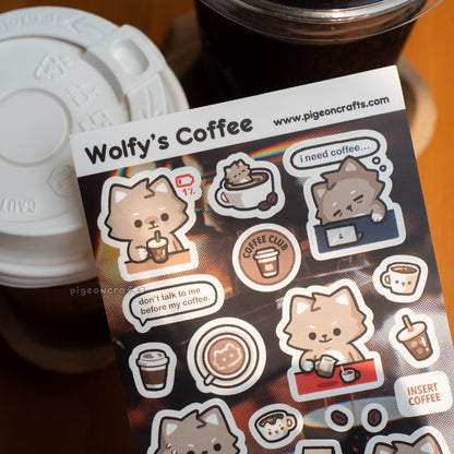 Coffee Club Wolfy Sticker Sheet