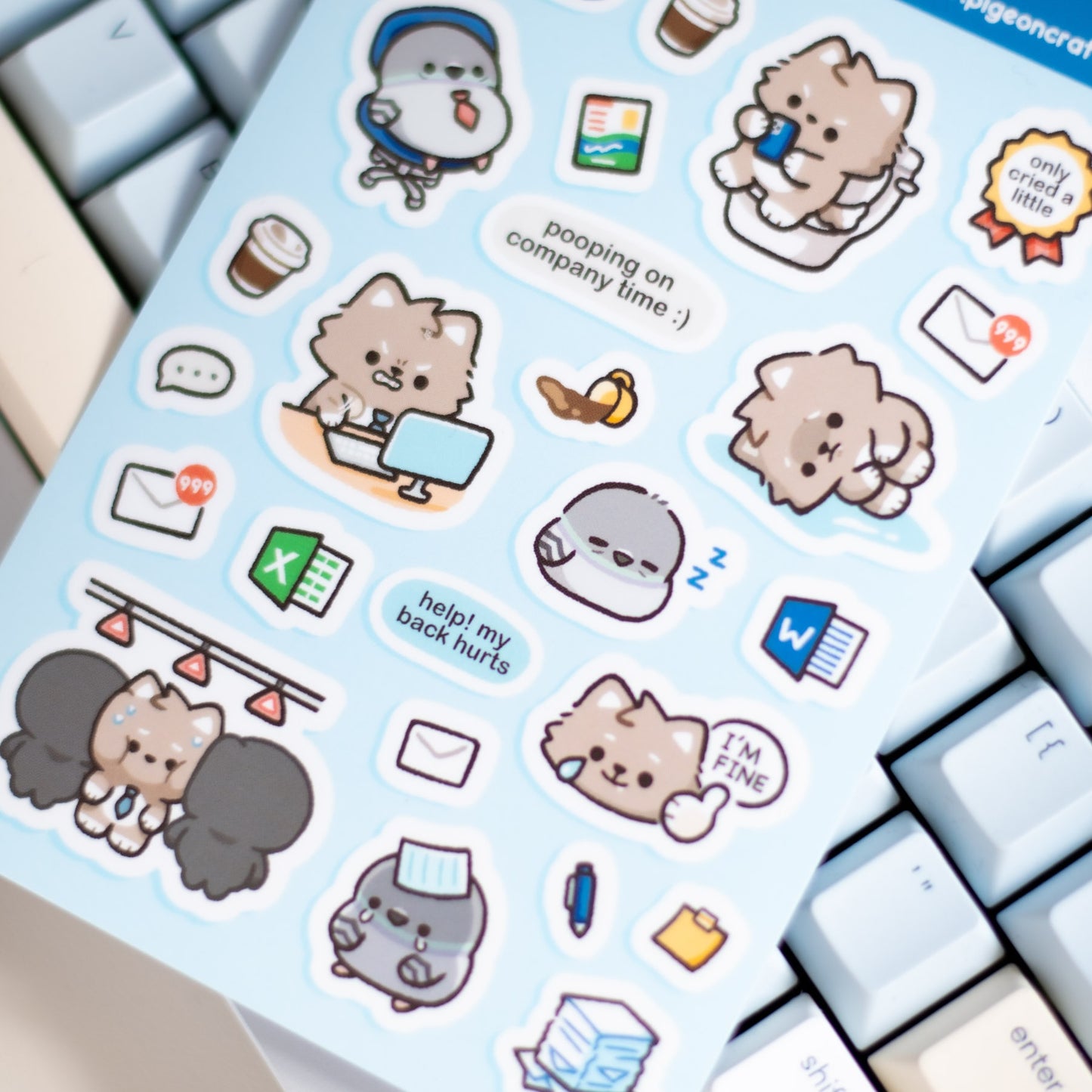 Hardly Working Sticker Sheet – Pigeon Crafts